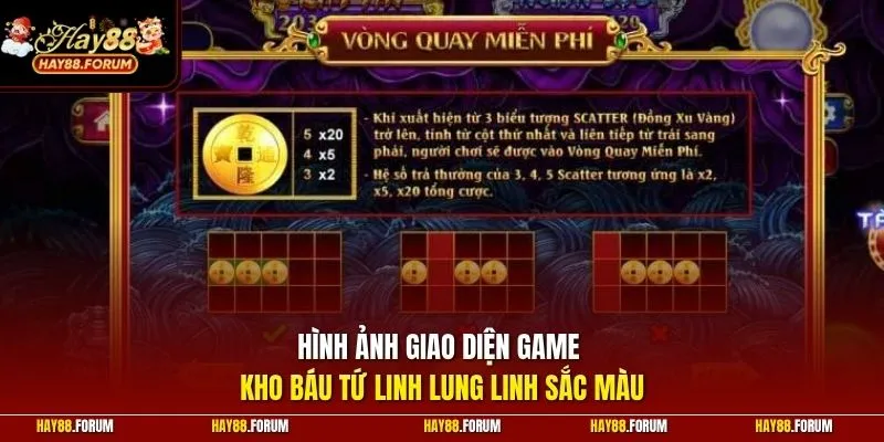 Hình ảnh giao diện game kho báu tứ linh lung linh sắc màu